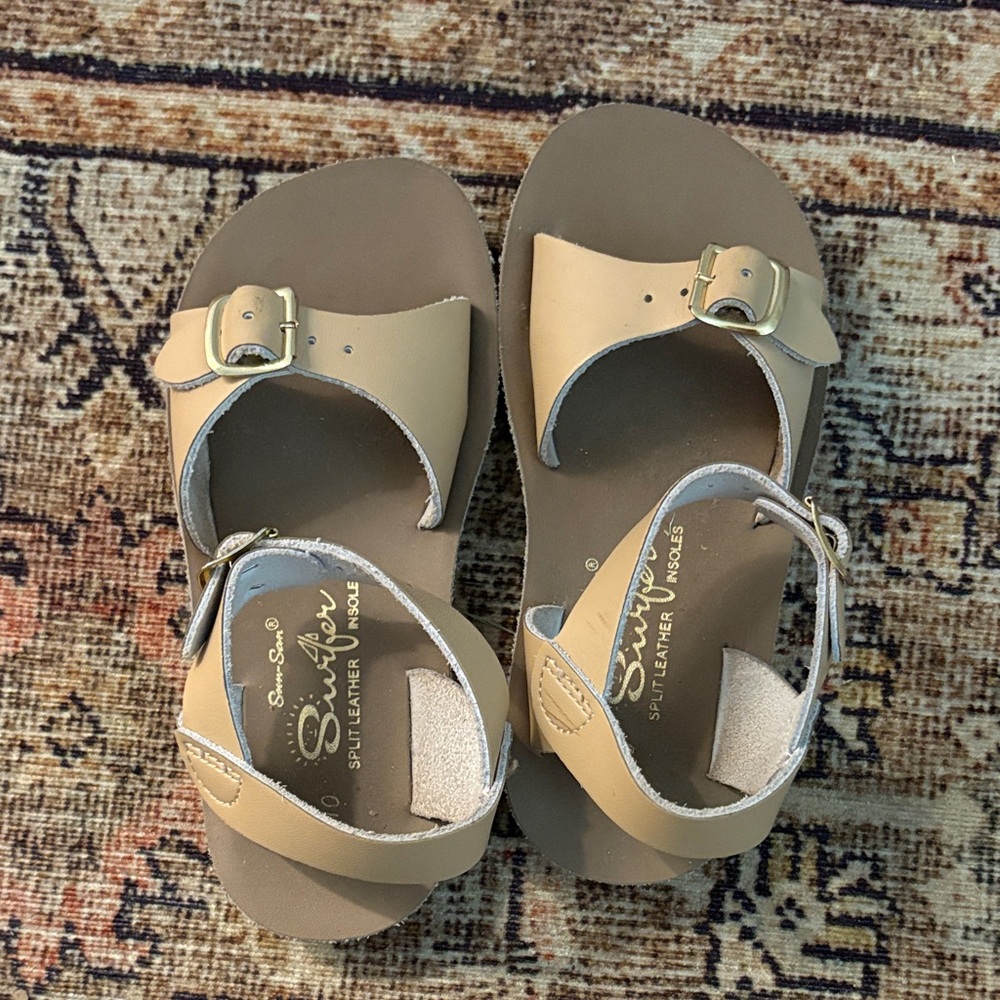 Sun San Kids Tan Leather Buckle Sandals